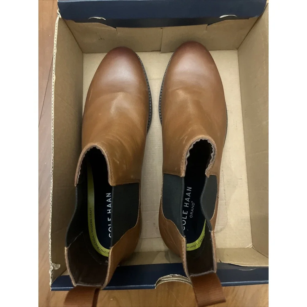 Cole Haan Men's Grand+ British Leather Chelsea Boots C37859 Brown Size 10.5